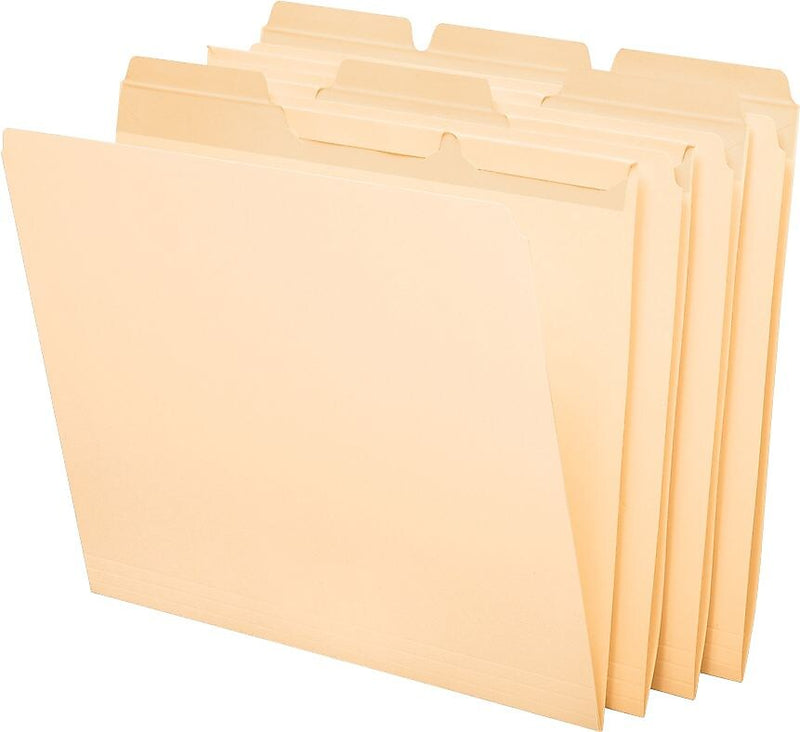 Pendaflex Ready-Tab Recycled File Folder, 1/3-Cut Tab, Assorted, Letter Size, Manila, 50/Box (42336)