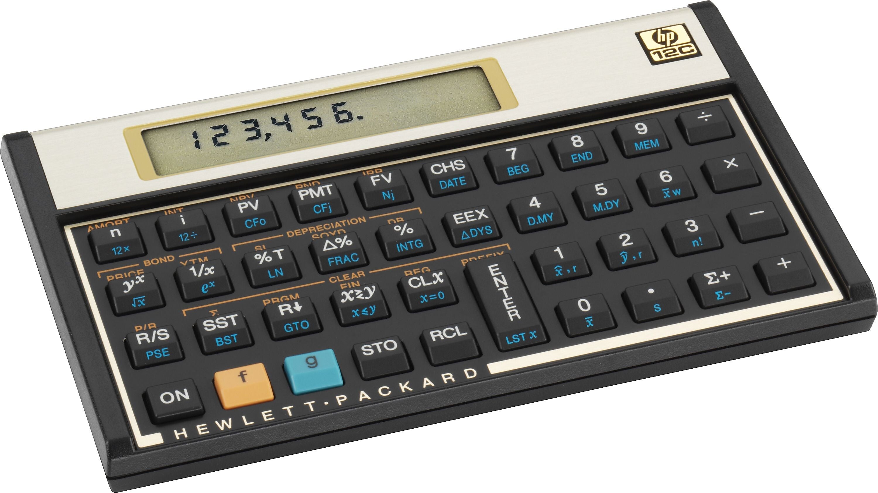 HP 10-Digit Battery Powered Financial Calculator, Black/Silver, Each (12C#ABA)