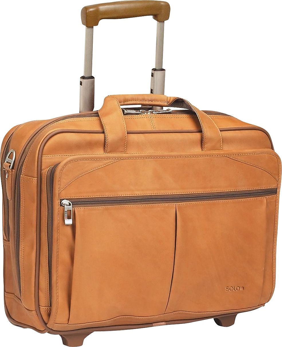 Solo New York 15.6" Leather Rolling Laptop Bag, Tan (D5291)