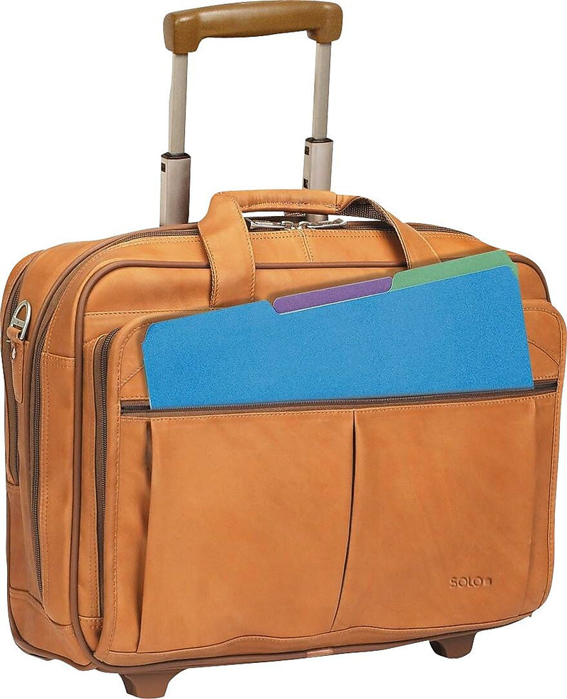 Solo New York 15.6" Leather Rolling Laptop Bag, Tan (D5291)