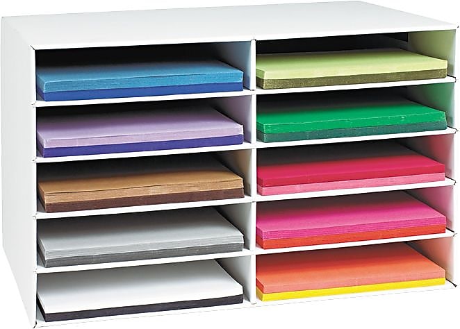 Pacon Classroom Construction Paper Storage, 26 7/8" x 16 7/8" x 18 1/2", White (PAC001316)