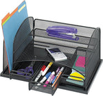 Safco Onyx 5-Compartment Stackable Steel Accessory Tray, Black (3252BL)