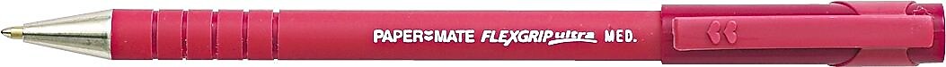 Paper Mate FlexGrip Ultra Stick Ballpoint Pen, 1 mm Medium, Conical Tip, Red, Dozen