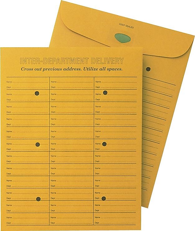 Quality Park 3-Across Style Button & String Catalog Kraft Envelope, 10" x 13", Kraft, 100/Box (63666)
