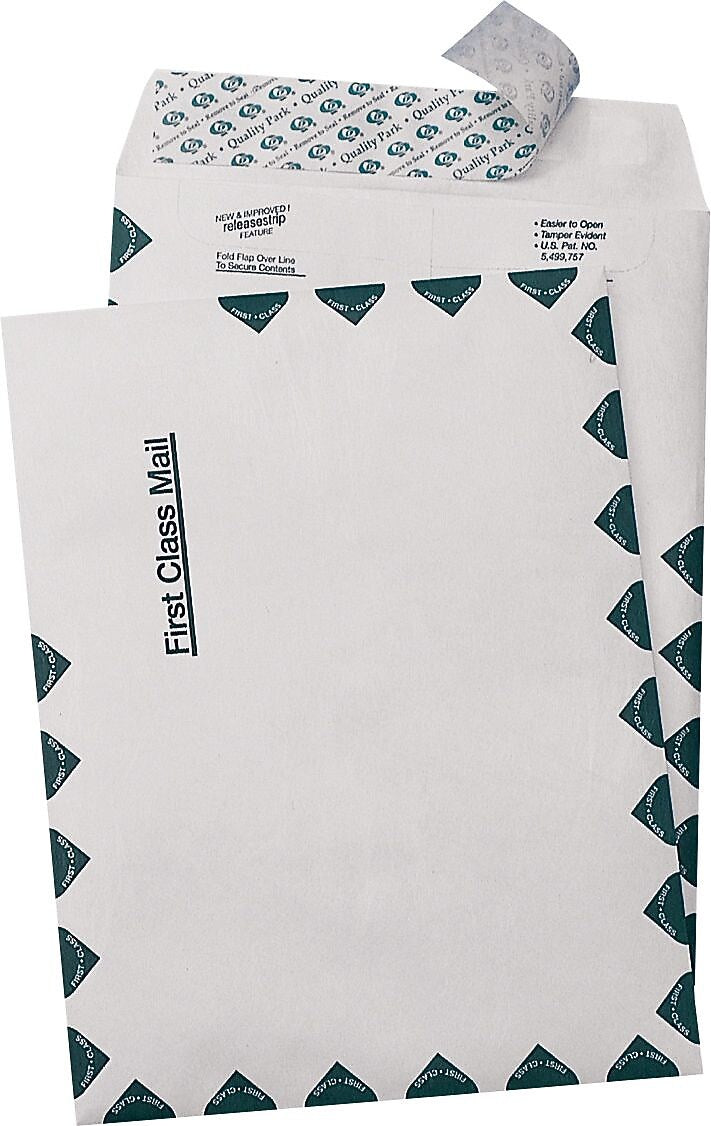 Quality Park USPS First Class Self-Adhesive Mailer Envelope, #98, Green/White, 10" x 15", 100/Box (QUAR1670)