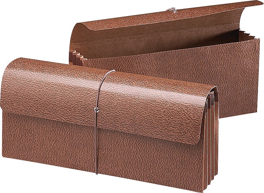 Smead Classic Expanding Wallet, 3-1/2" Expansion, Flap & Elastic Cord Closure, 12" W x 5" H, Redrope 10/Box (71350)