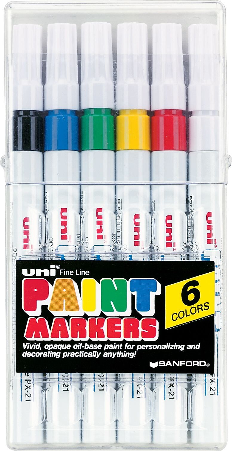 Sanford Oil Base Paint Markers, Fine Point, Assorted Colors, 6/Pack (63720)