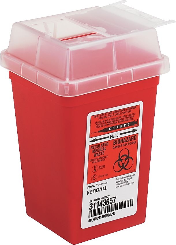 Impact Sharps Waste Containers, Red, 1 Quart, 6 3/4"H x 4 1/2"W x 4 1/2"D
