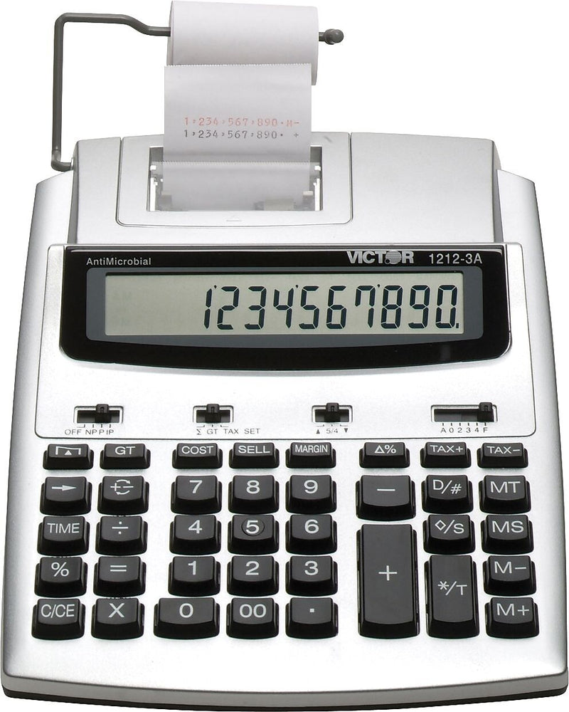 Victor (1212-3A) 12-Digit Printing Calculator, Gray/Black