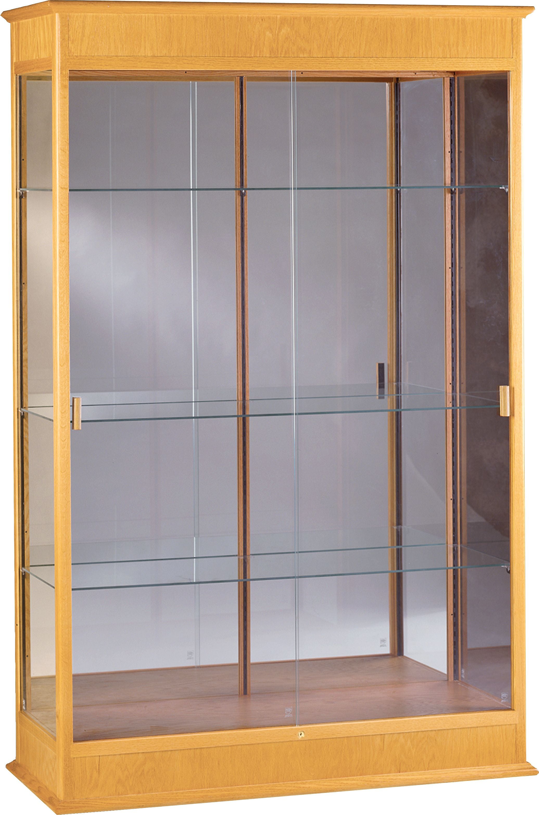 Ghent Varsity Series Display Case, Carmel Oak, 77"H x 48"W x 18"D