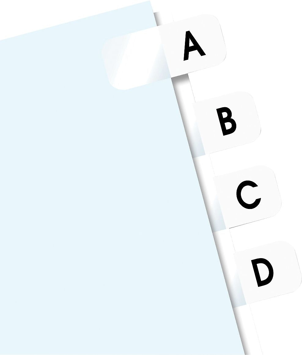 BTE A-Z Hanging Folder Tabs, 7/16" x 1", White, 104/Pack (31005)