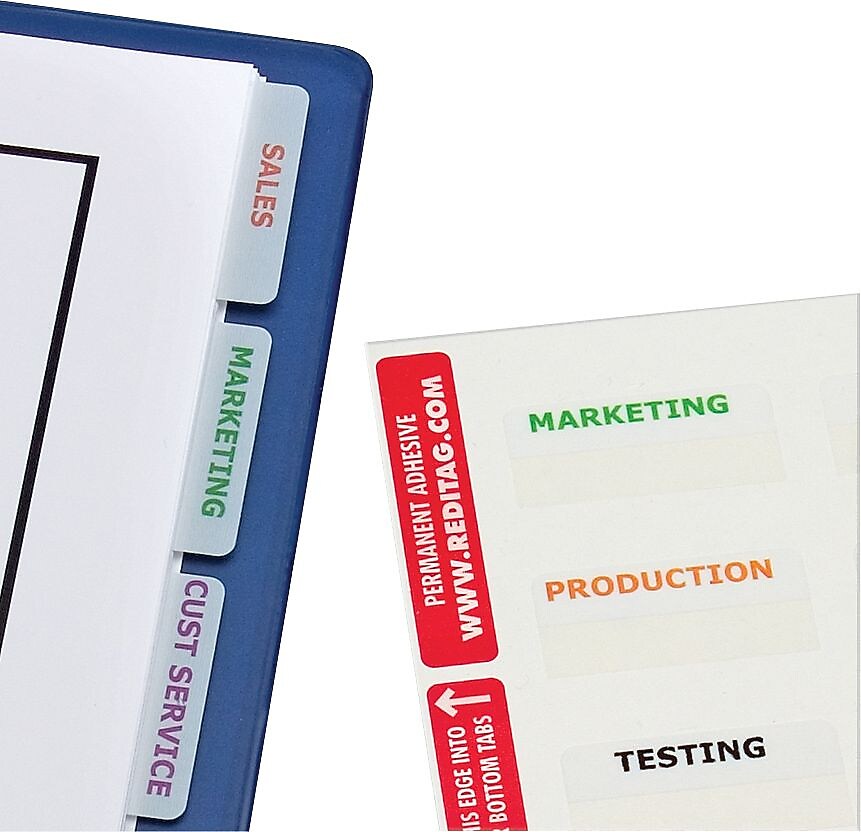 Redi-Tag® Printable Laser Index Tabs, White, 7/8"H x 2"W, 300/Pk