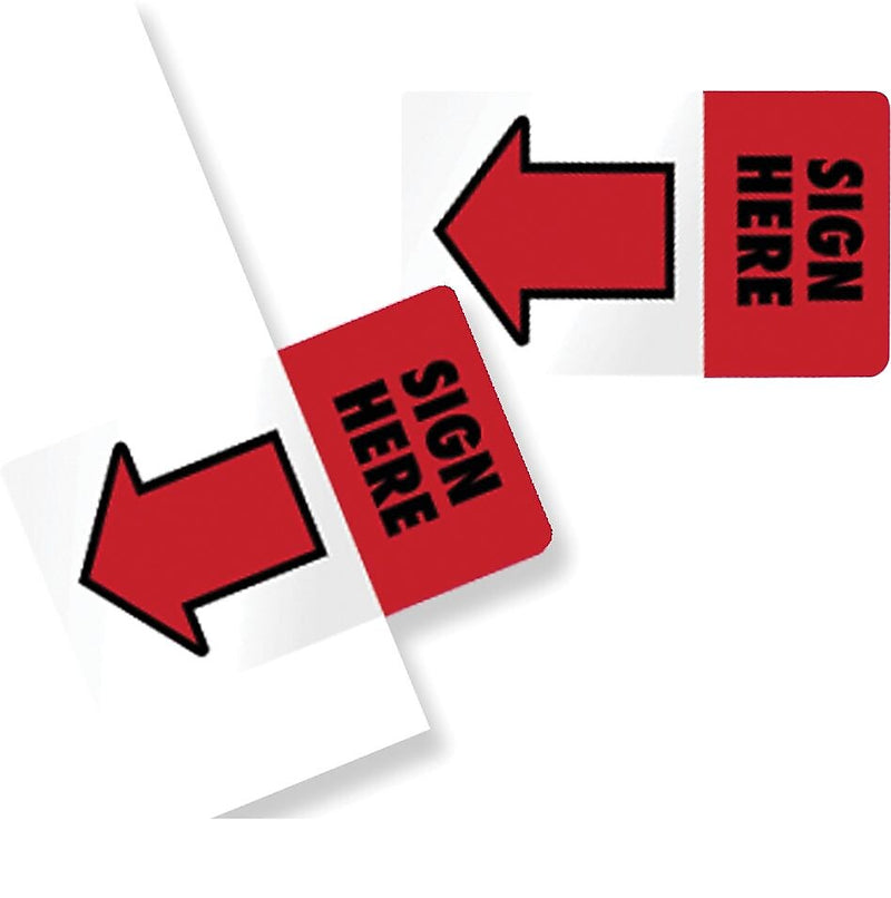 Redi-Tag® 1" Flags, "Sign Here", Red, 50 Flags/Pack