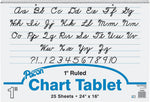Pacon Two-Hole Punched Chart Tablet with Cursive Cover, 24" x 16", Ruled, 30 Sheets/Pk