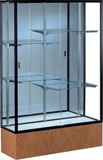 Ghent Reliant Series 4-Shelf Display Case, Satin/Light Oak Veneer, 72"H x 48"W x 16"D