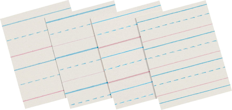 Pacon Zaner-Bloser 10-1/2" x 8", 1/2" Ruled Broken Midline Newsprint, White, 500 Sheets/Pk