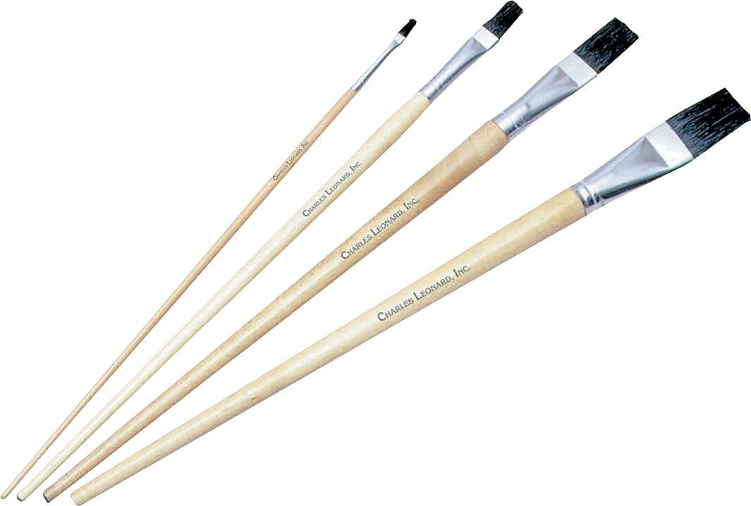 Leonard Easel Board Paint Brush, Size 18, 3/4" Bristles, Natural Wood Handle, 12/Pk