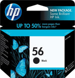 HP 56 Black Standard Yield Ink Cartridge, Prints Up to 520 Pages (C6656AN#140)