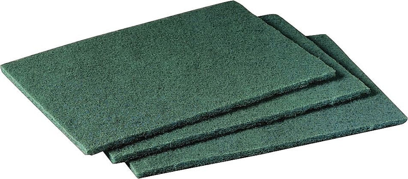 AbilityOne Scouring Pad, Light Cleaning, Nylon, Non-Toxic, Rust-Proof, Fine Abrasive Coating, Green, 10/Pack