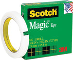 Scotch® Magic Tape, Invisible, Write On, Matte Finish, 3/4" x 72 yds., 3" Core, 12 Rolls (810-3/4X72-12PK)