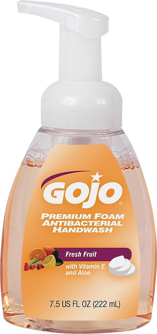 GOJO Premium Antibacterial Foaming Hand Soap, Fresh Fruit Scent, 7.5 oz. (5710-06CT)