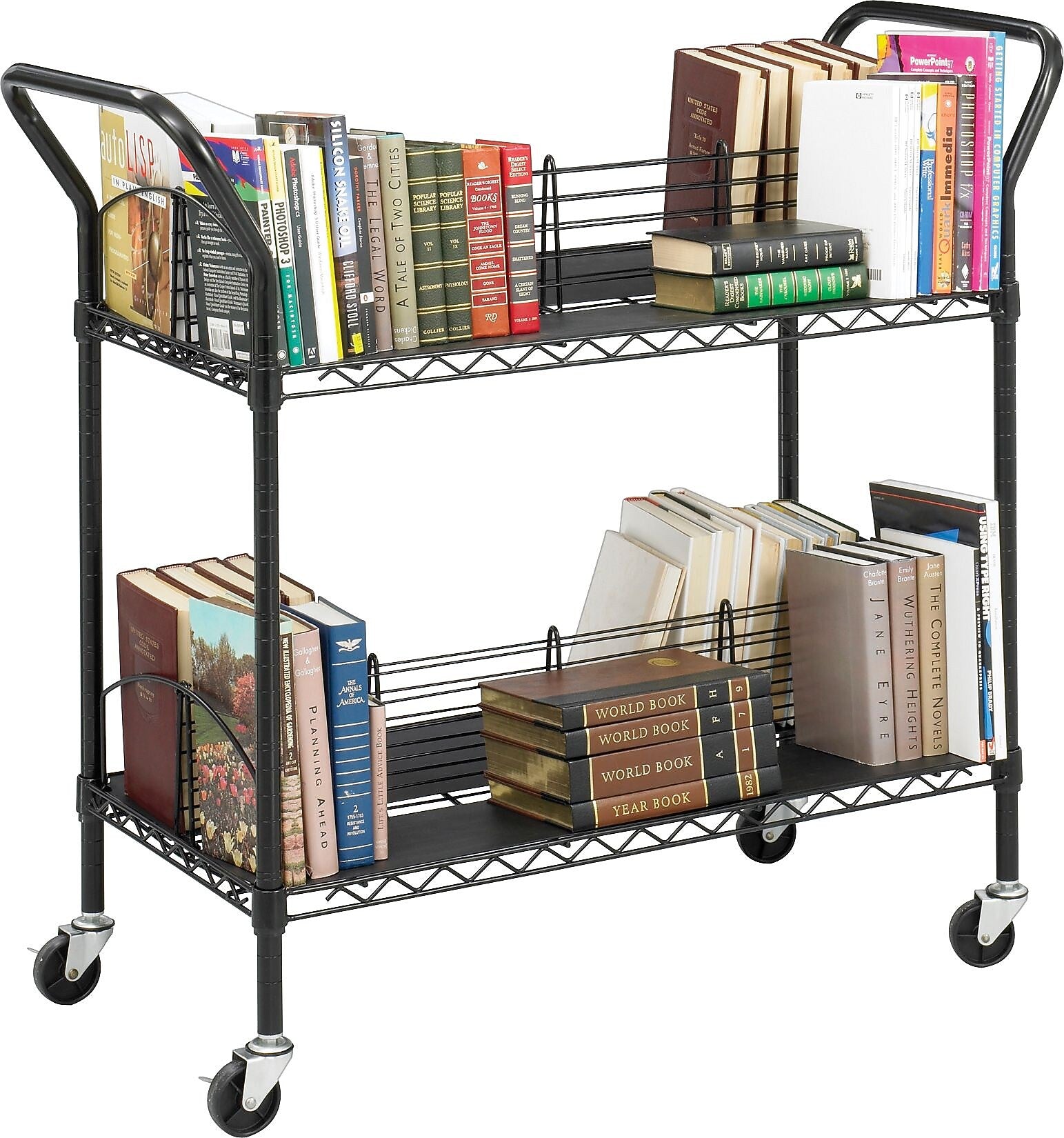 Safco Wire Book Cart with Swivel Casters, Black (5333BL)