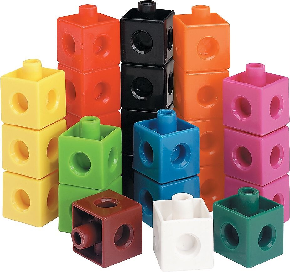 Learning Resources Plastic Assorted 10-Color 3/4" Snap Cubes, 100/St
