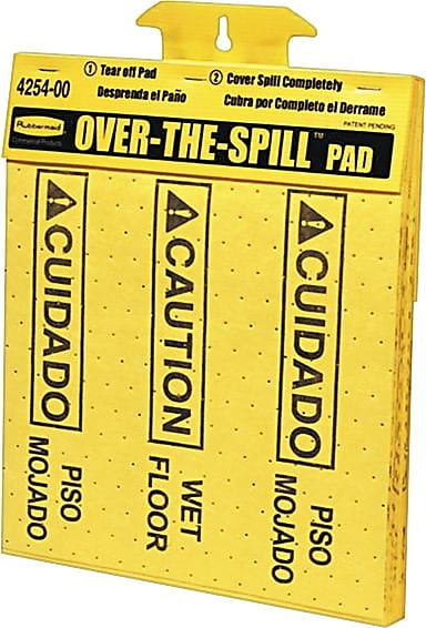 Rubbermaid "Over-The-Spill" Pad Tablet, 17" x 14", Yellow, 25/Pack (FG425400YEL)