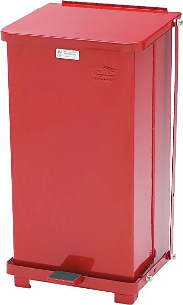 Rubbermaid Receptacle Defenders® Biohazard Steel Step Can, Red, 12 Gal, 23"H x 12"W x 12"D