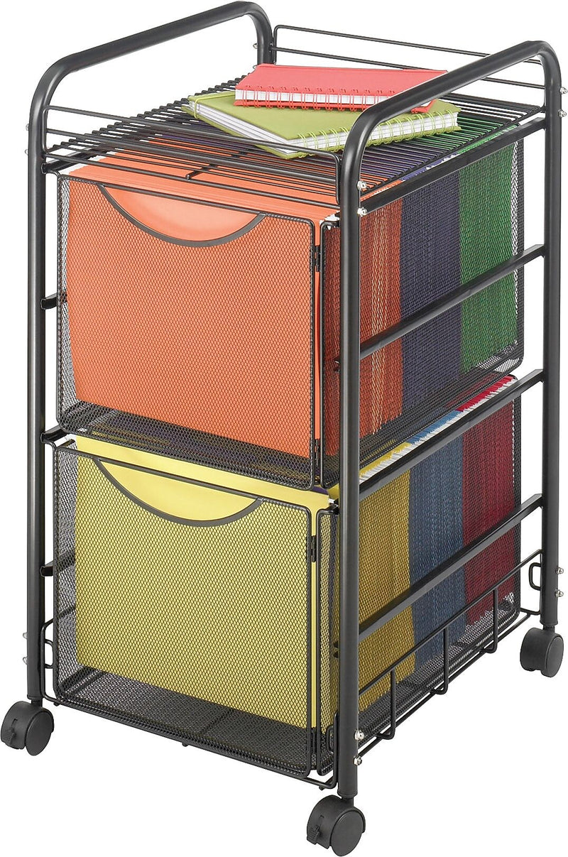 Safco Onyx Mesh Mobile File Cart with Lockable Wheels, Black (5212BL)