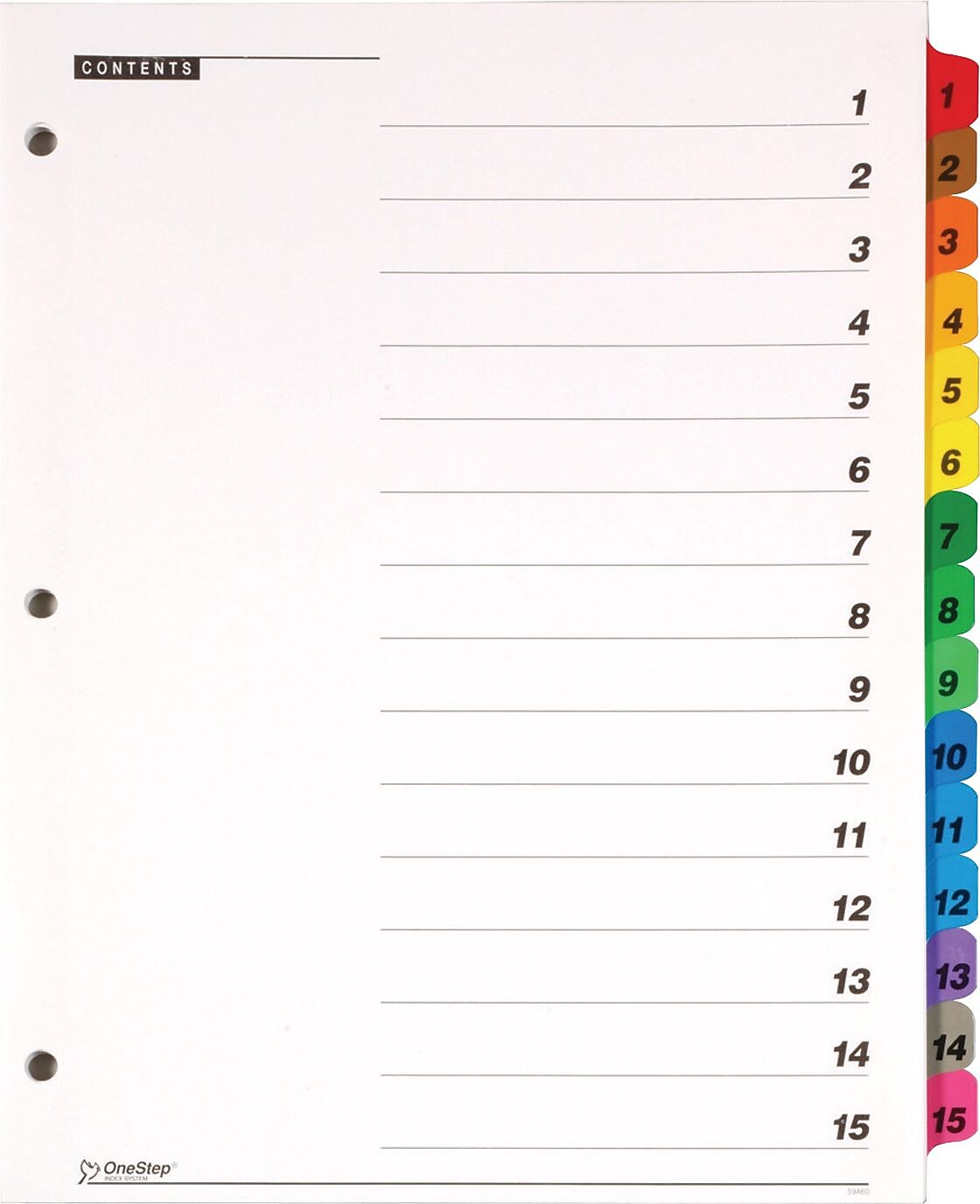 Cardinal® OneStep® Printable Table of Contents and Dividers, 15-Tab, Multicolor, 1/St
