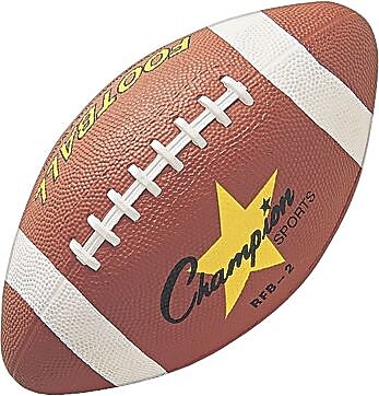 Champions Water-Resistant Rubber-Covered Sports Ball, Brown, 12" Intermediate Size Football