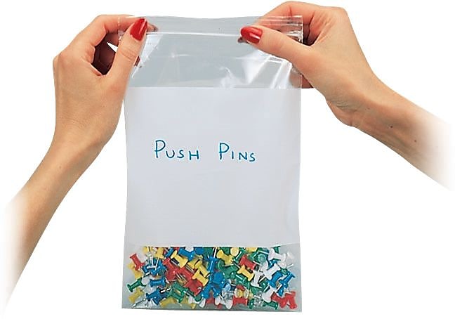 C-Line 6" x 9" Reclosable Poly Bags, 2 Mil, Clear/White, 1000/Carton (47269)