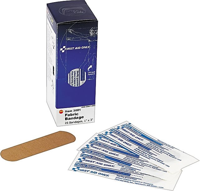 SmartCompliance 1" x 3" Fabric Bandages Refill, 25/Box, 24 Boxes/Carton (FAE-3001)