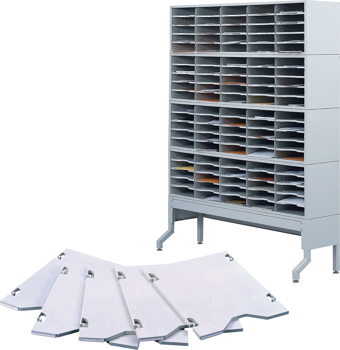 Safco E-Z Sort® 5-Compartment Mail Sorters, 11" x 12.5", Gray (7753GR)