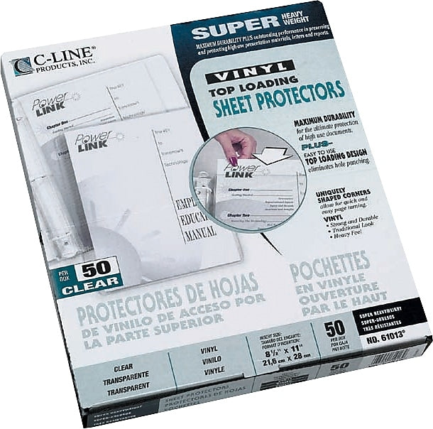 C-Line Super Heavyweight Sheet Protectors, 8-1/2" x 11", Clear, 50/Pack (61013)