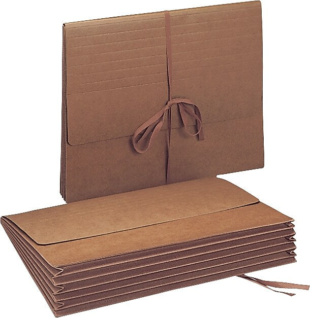 Smead 5-1/4" Expansion Wallet, Flap with Cloth Tie Closure, Letter Size, Redrope (71073)