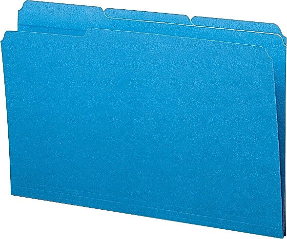 Smead File Folder, 1/3 Cut, Legal Size, Blue, 100/BX (17043)