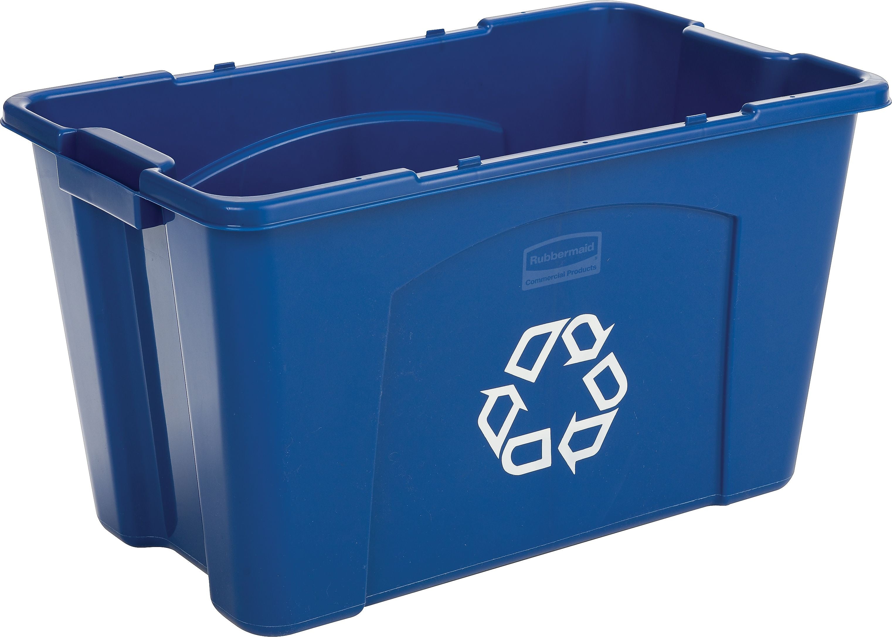 Rubbermaid Stacking Recycle Bin, Rectangular, Polyethylene, 18 Gallon, Blue