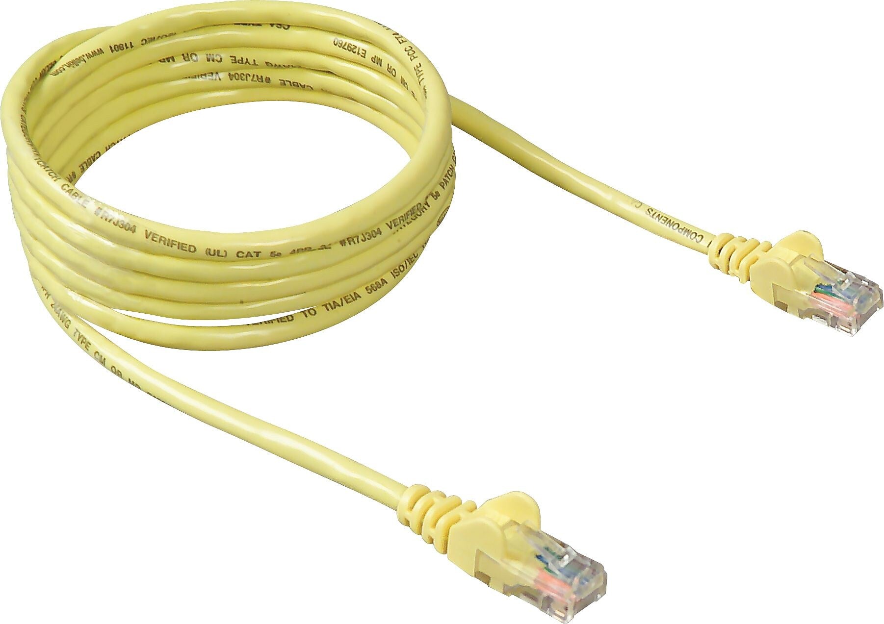 Belkin Cat5e Snagless RJ45 Patch Cable, Yellow, 3'L