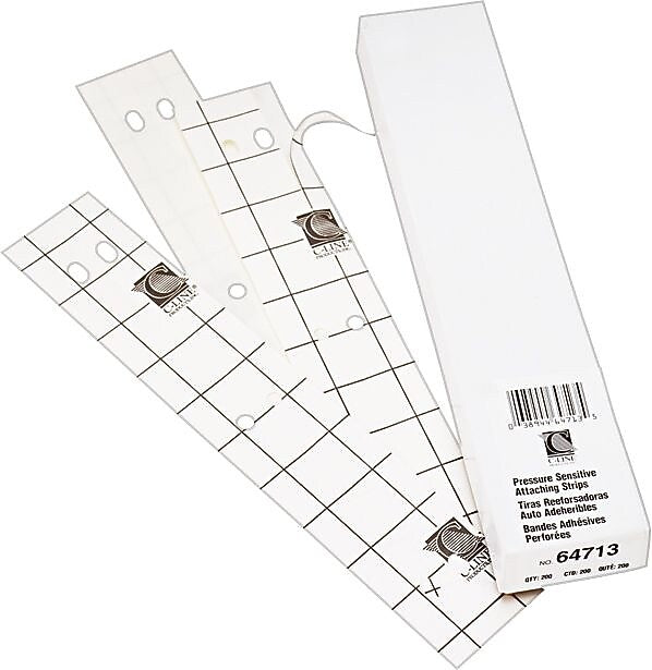 C-Line Self-Adhesive Attaching Strips, 3-Hole Punched, White, 11" x 1", 200/Bx