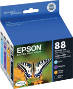 Epson T88 Black/Cyan/Magenta/Yellow Standard Yield Ink Cartridge, 4/Pack (T088120-BCS)