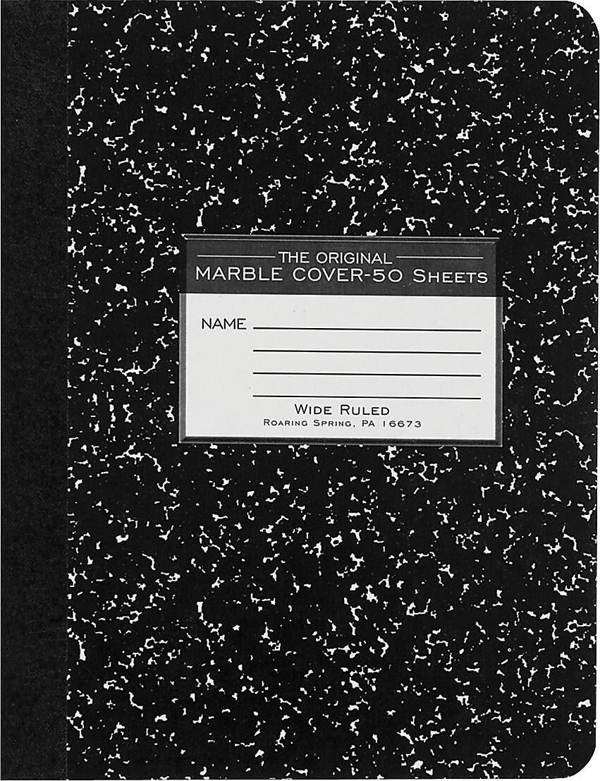 Roaring Spring Paper Products Composition Notebooks, 9.75" x 7.5", Wide Ruled, 50 Sheets, Black (77220)