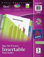 Avery Big Tab Insertable Plastic Dividers, 5 Tab, Multicolor, 24 Sets/Carton (11902)