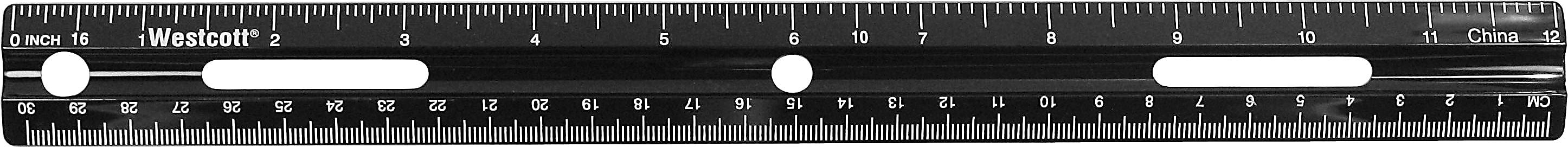 Westcott KleenEarth Recycled 12" Plastic Standard Ruler, Black (41015)