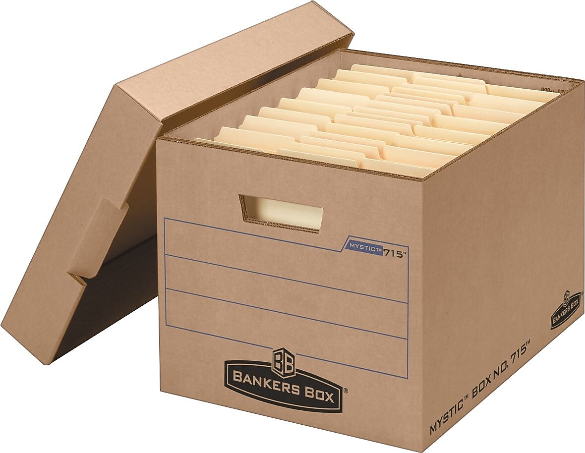 Bankers Box Heavy-Duty Corrugated File Storage Boxes, Lift-Off Lid, Letter/Legal Size, Kraft, 25/Carton (7150001)