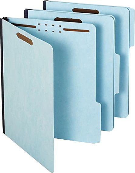 Pendaflex Pressboard Fastener Folders, Straight Cut, Letter Size, Light Blue, 2" Expansion, 25/Box (61542)