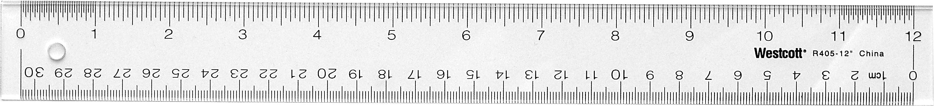 Westcott 12" Acrylic Standard Ruler, Transparent (10562/55275)