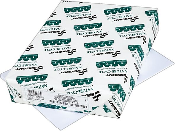 Skilcraft Nature-Cycle Copy Paper, 92 Bright, 20 Lb Bond Weight, 8.5 X 11, White, 500/Ream (NSN53998311)