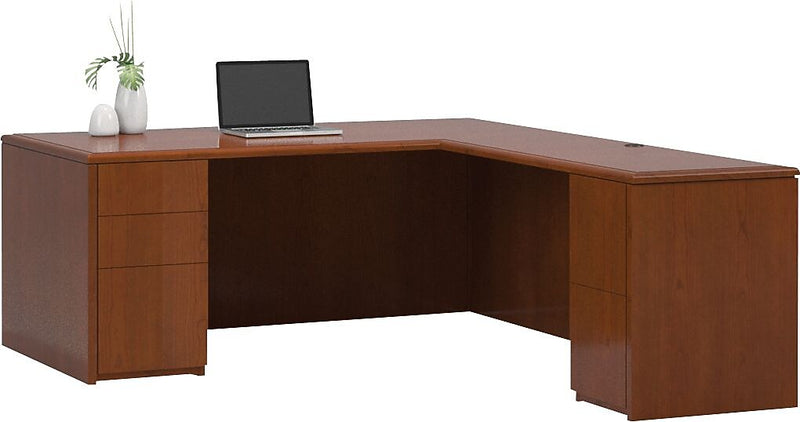 National Office Furniture Arrowood™ Veneer Right "L"-Shaped Workstation, Amber, 29"H x 71 3/4"W x 87 1/2"D